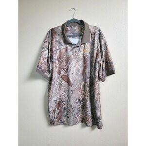 Under Armour Polo Shirt Mens Camo Mossy Oak Duck Blind Hunting Performance‎ Golf